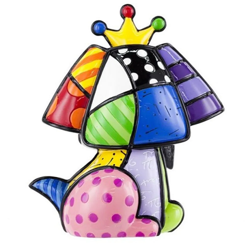 1 X Romero Britto Mini Dog Crown Royalty Ceramic Sculpture Colorful Figurine Art