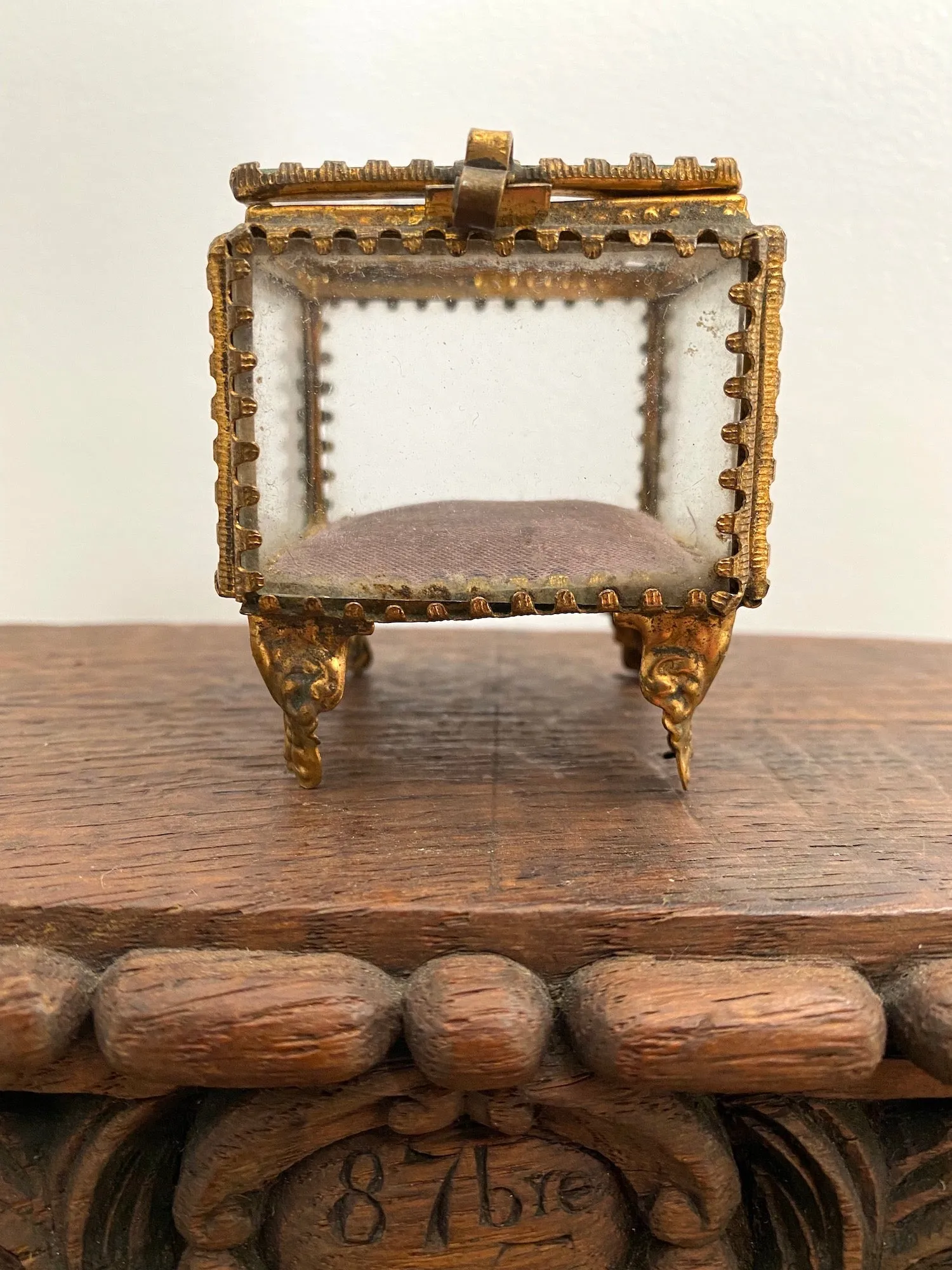 Antique French 'Bote  Bijoux' Glass Jewellery Box - Mini Square