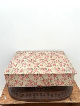 Antique French Pink Floral Fabric Covered Boudoir Box