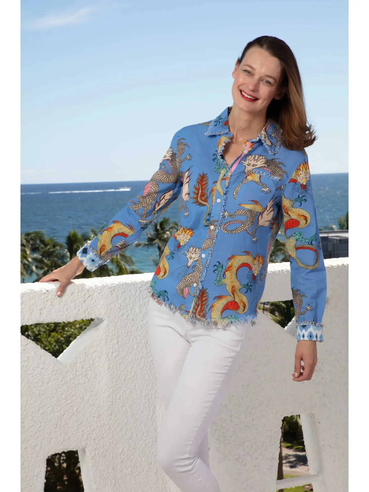 Blue Cape Cod Dragon Blouse