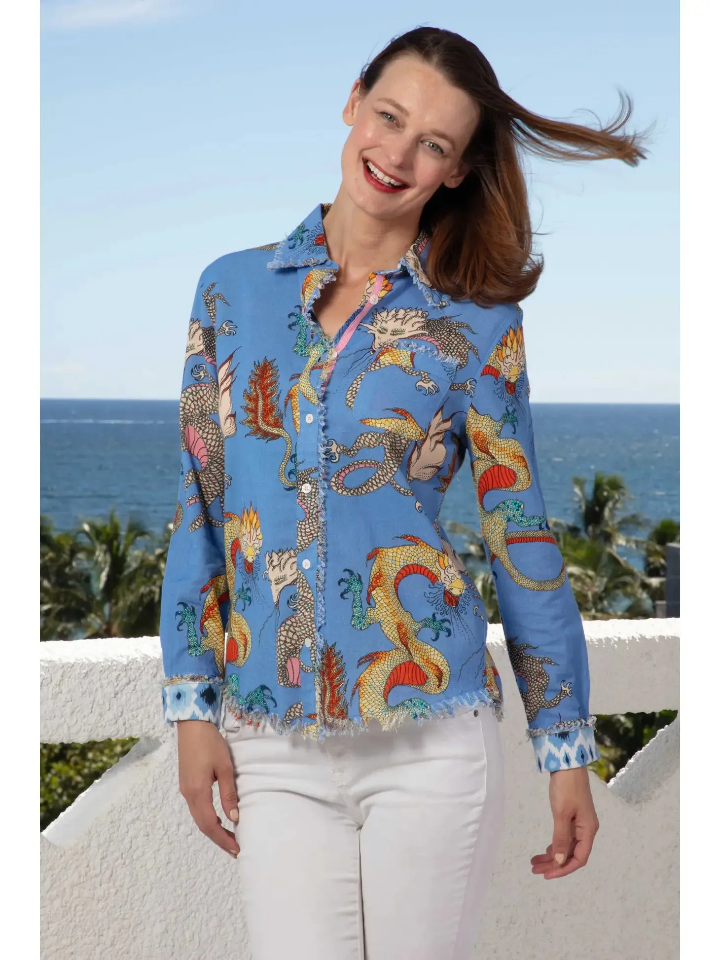 Blue Cape Cod Dragon Blouse