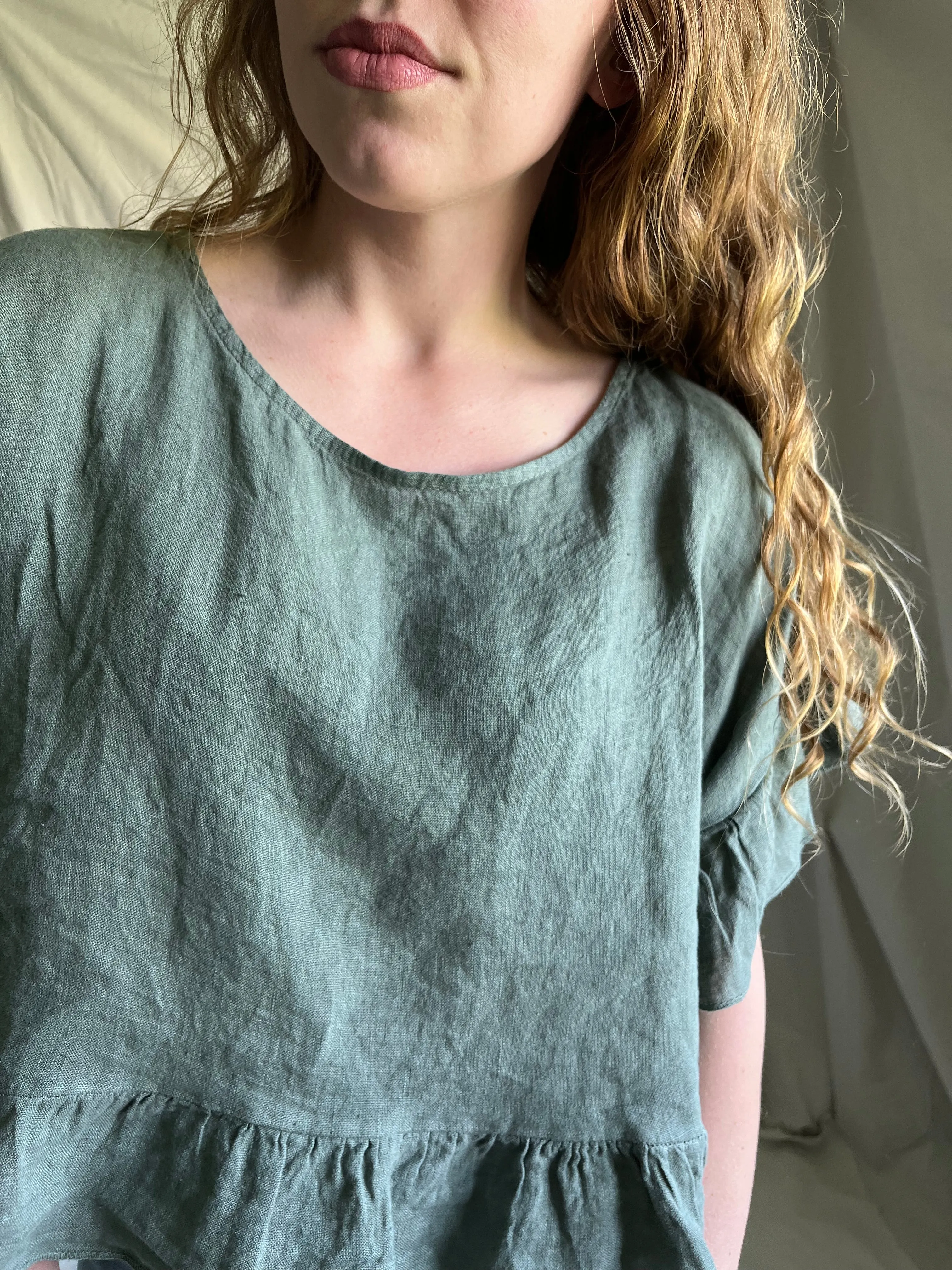 Fern Linen Ruffle Top