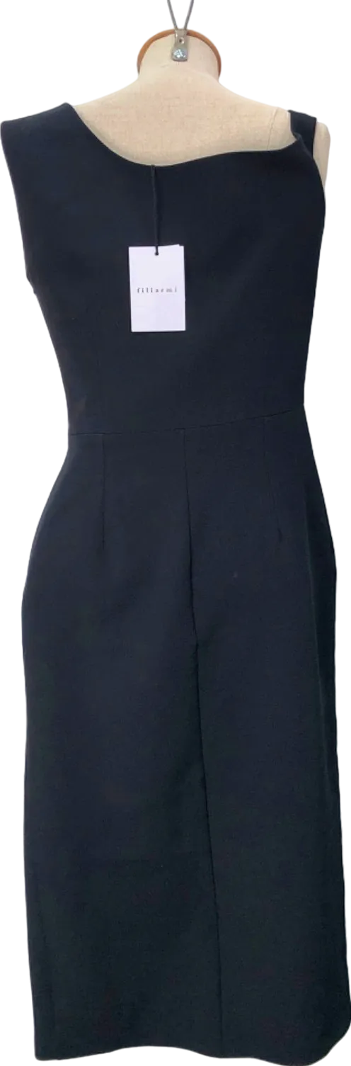 Filiarmi Black Asymmetrical Neck Midi Dress UK 8