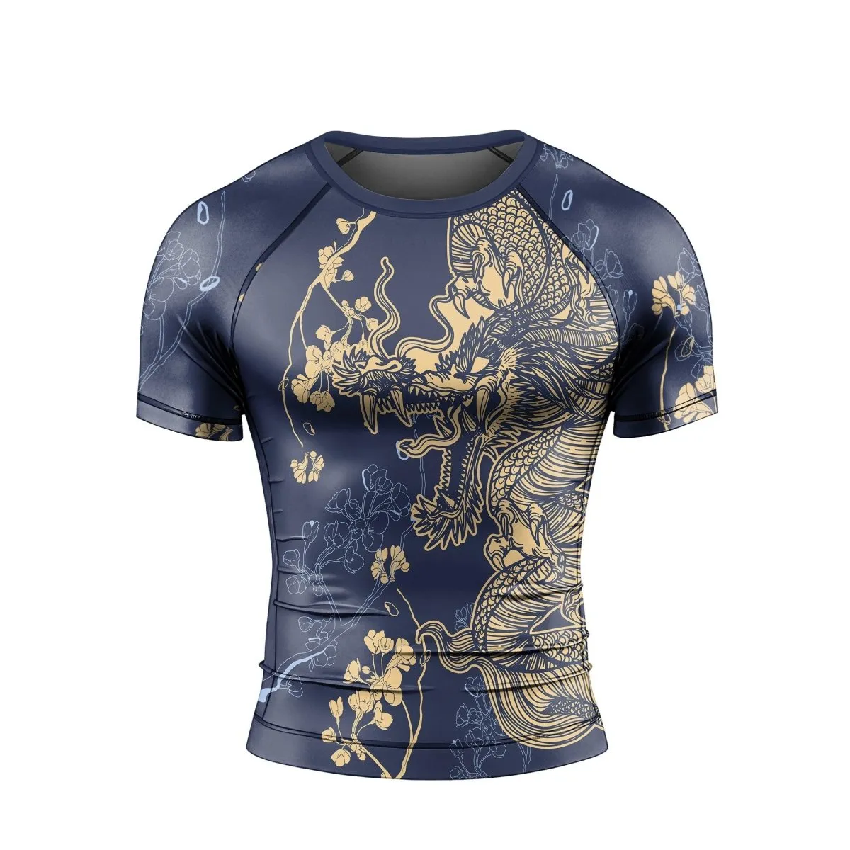 Flower Chinese Dragon Short Sleeve Rash Guard