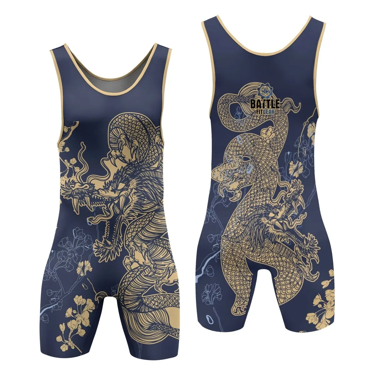 Flower Chinese Dragon Wrestling Singlets