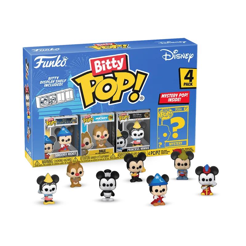 Funko - Disney Sorcerer Mickey Bitty Pop! Mini Figure 4-Pack