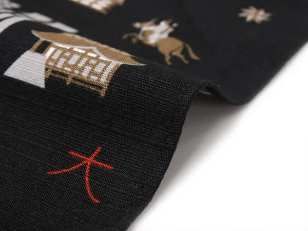 Furoshiki, Japanese Traditional Handkerchief Wrapping Cloth - Small, Black Kyoto map Kimono Japan