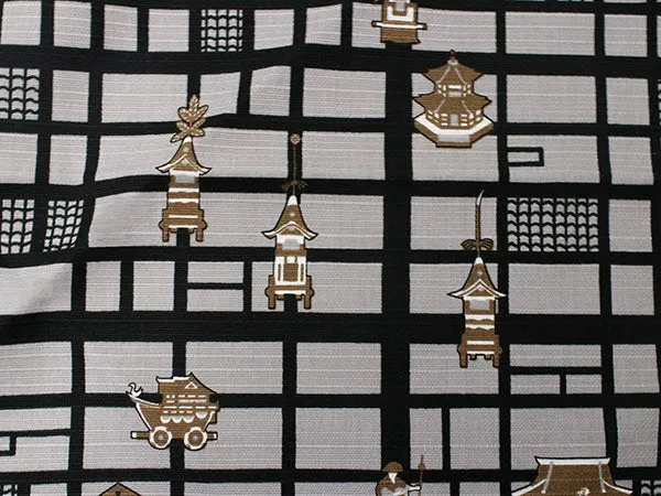 Furoshiki, Japanese Traditional Handkerchief Wrapping Cloth - Small, Black Kyoto map Kimono Japan