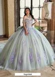 Glitter Tulle 3-D Flowers Ballgown
