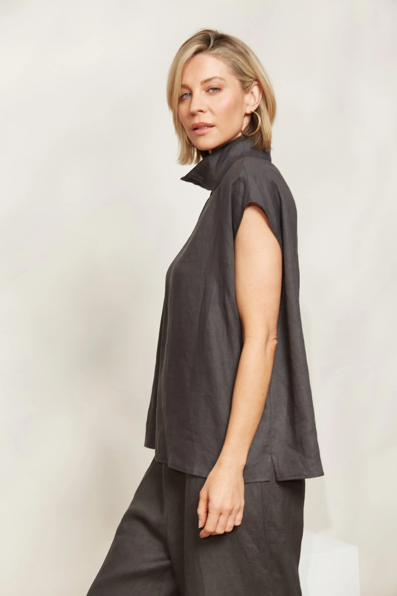 Halcyon Button Top - Oyster