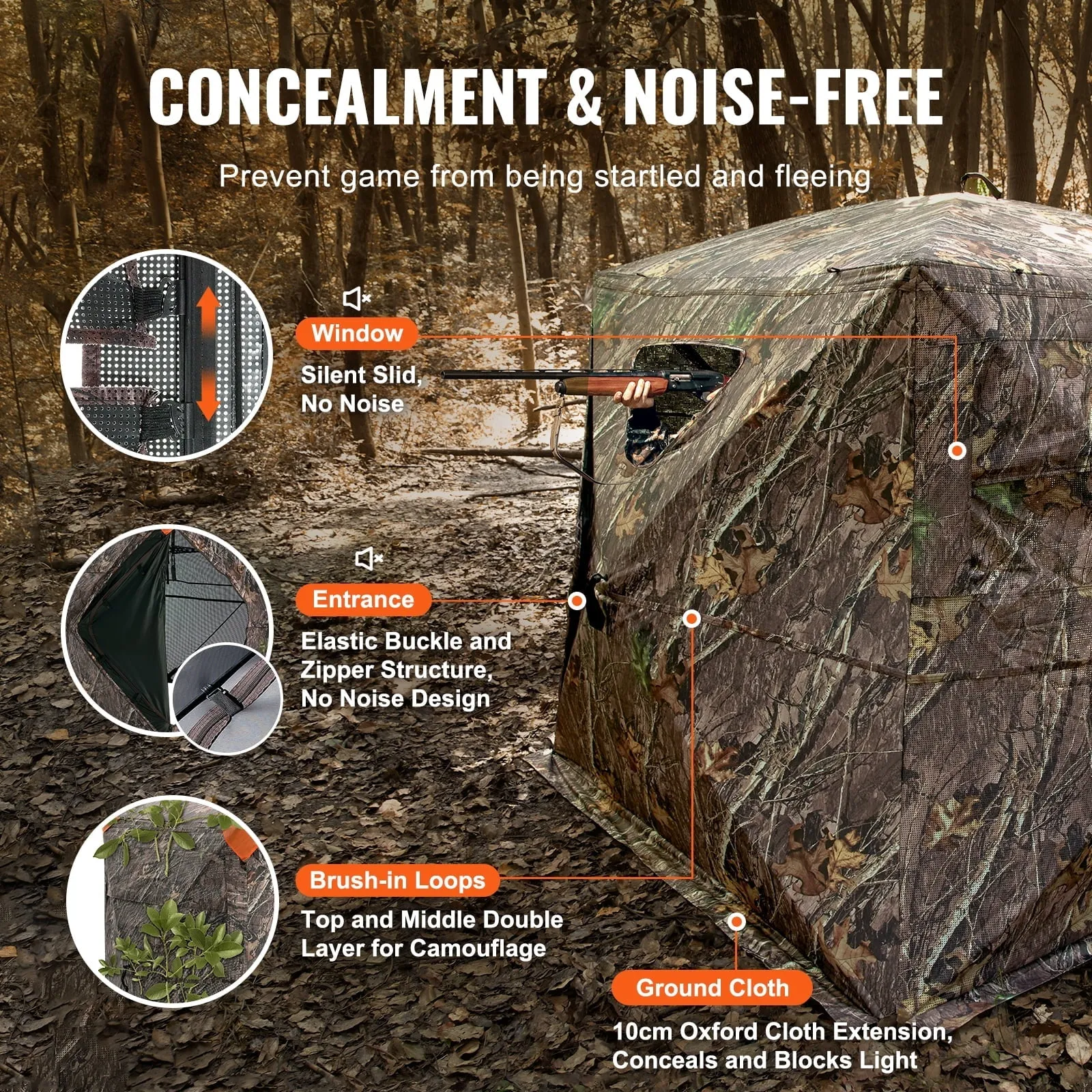 Hunting Shelter, 270 Visibility Ground Shelter, 4-5 Person Instant Setup Wildlife Blind with Transport Bag, Durable Outdoor Hunting Hub
