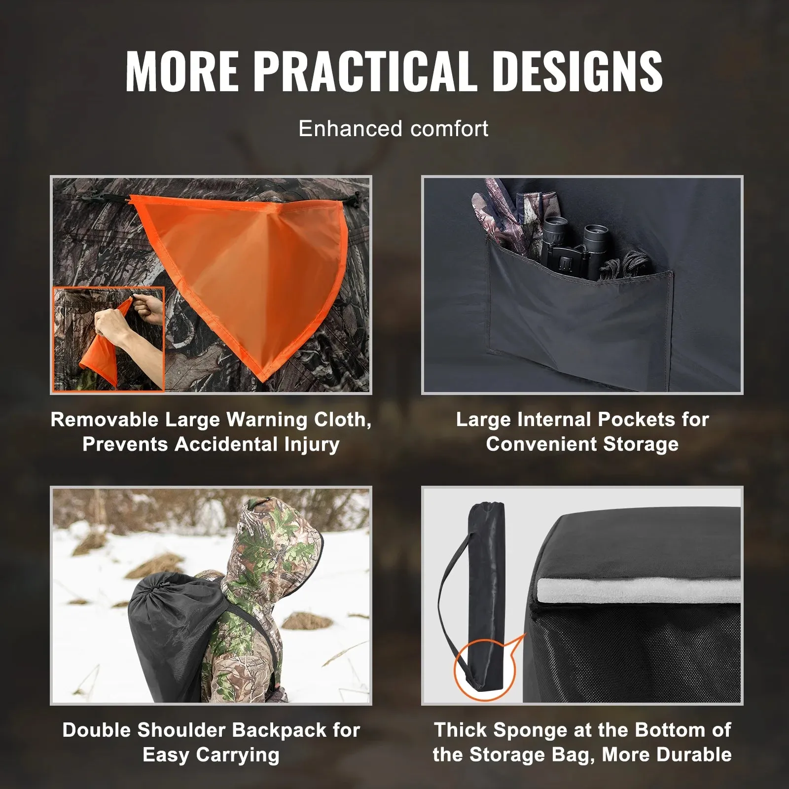 Hunting Shelter, 270 Visibility Ground Shelter, 4-5 Person Instant Setup Wildlife Blind with Transport Bag, Durable Outdoor Hunting Hub