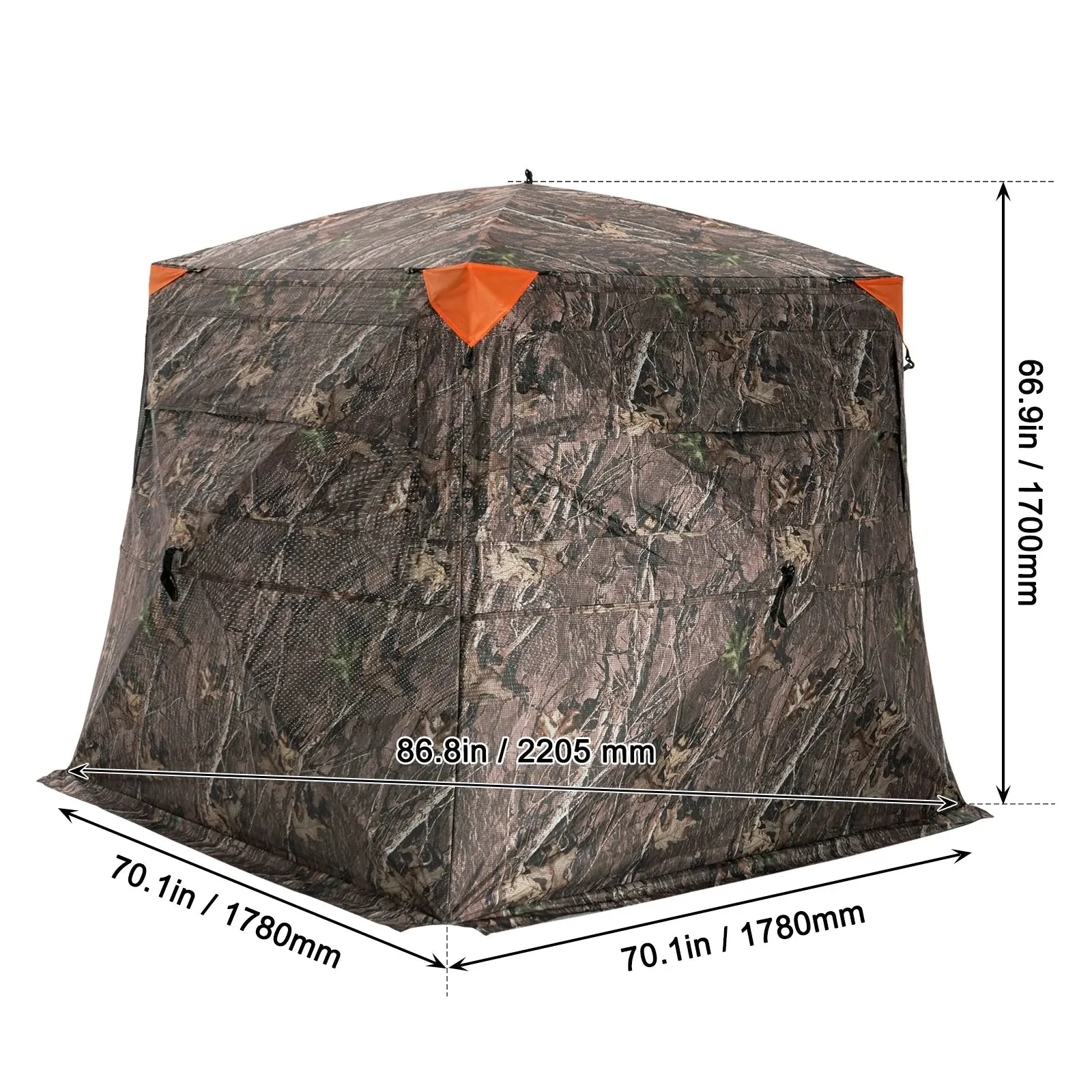 Hunting Shelter, 270 Visibility Ground Shelter, 4-5 Person Instant Setup Wildlife Blind with Transport Bag, Durable Outdoor Hunting Hub