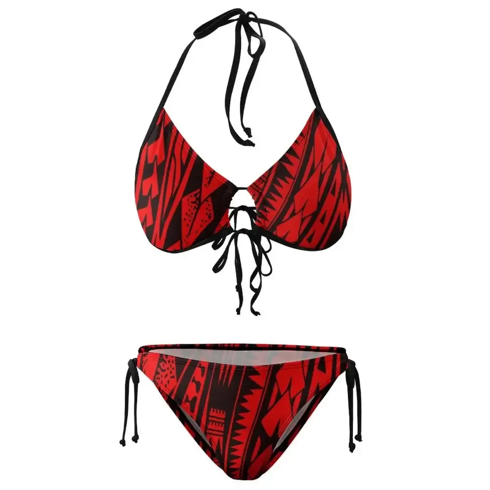 Polynesian Beach Bikini Two-Piece Set  Plus Size Low-Rise Push-Up Swimwear