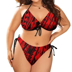 Polynesian Beach Bikini Two-Piece Set  Plus Size Low-Rise Push-Up Swimwear