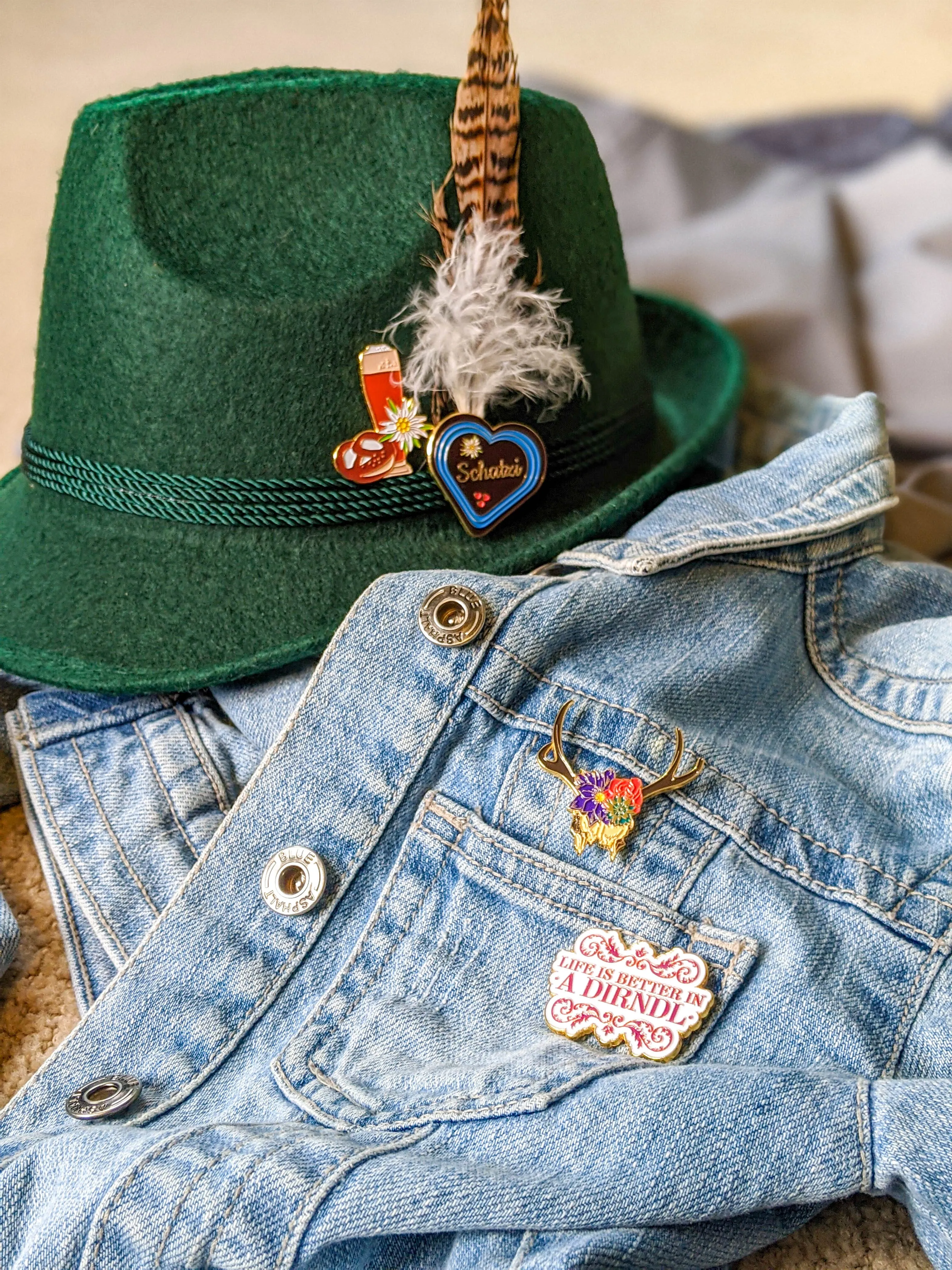 Rare Dirndl Enamel Pin Set