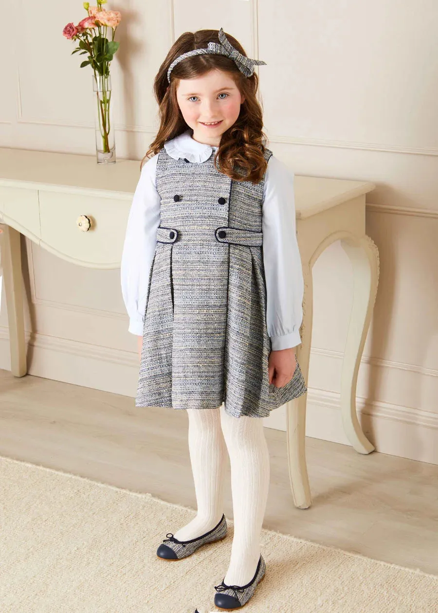 Ruffle Trim Long Sleeve Blouse in Blue (18mths-10yrs)