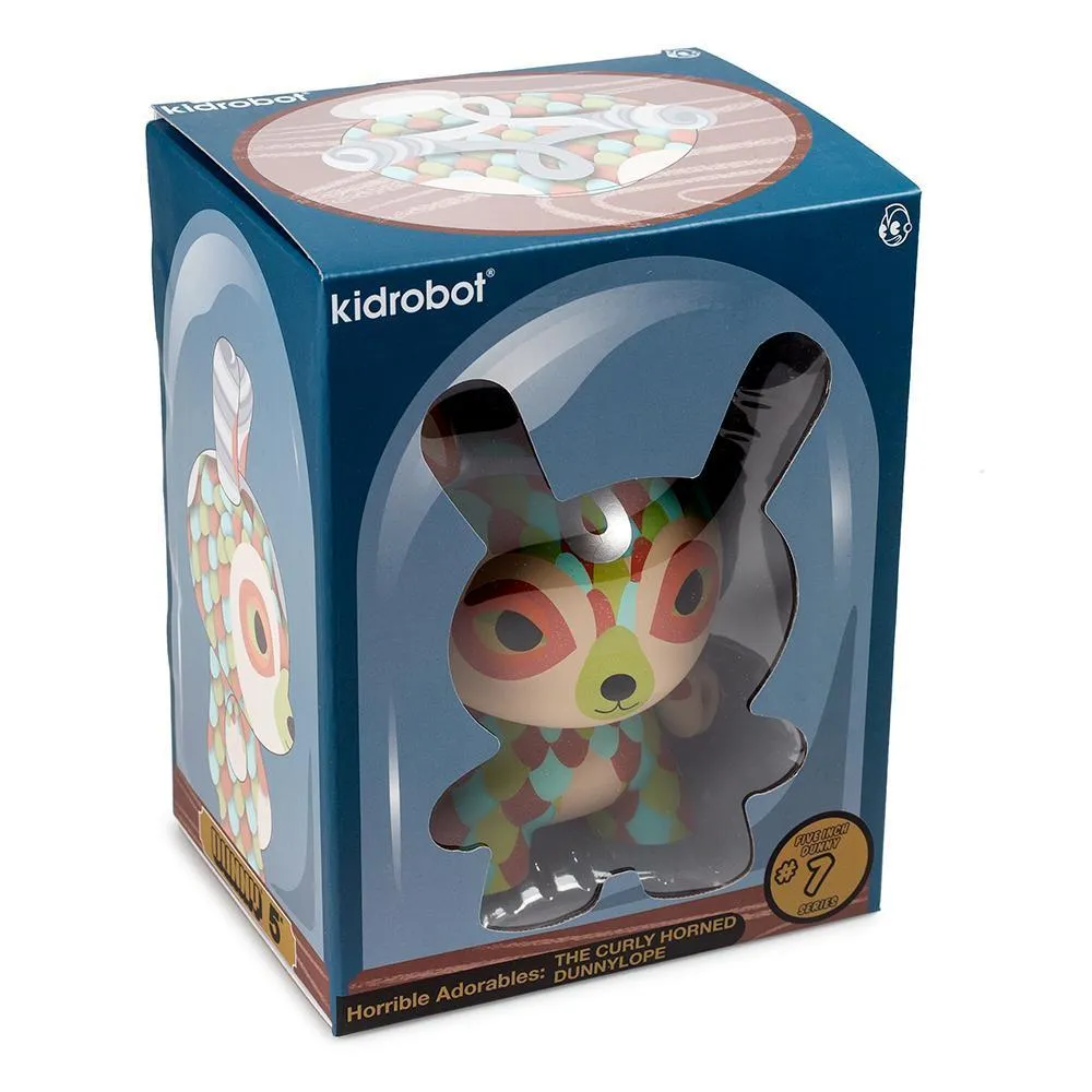 The Curly Horned Dunnylope 5" Dunny Art Figure by Horrible Adorables - Orange Edition