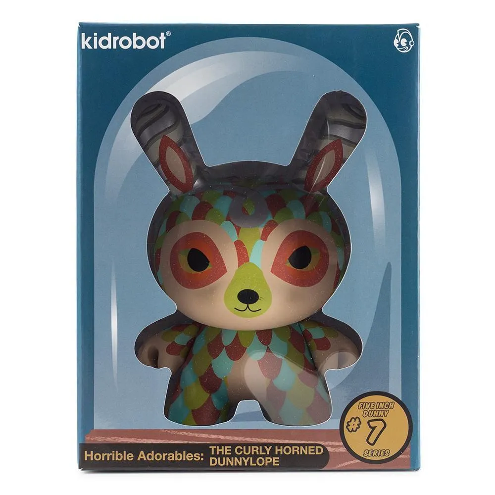 The Curly Horned Dunnylope 5" Dunny Art Figure by Horrible Adorables - Orange Edition